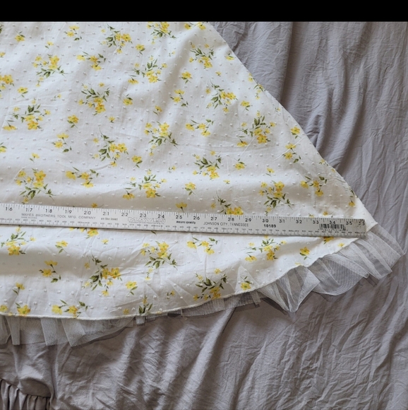 RUBY ROX Juniors SZ 11 white swiss dot w/ yellow floral print fit flare dress. A - Picture 8 of 12